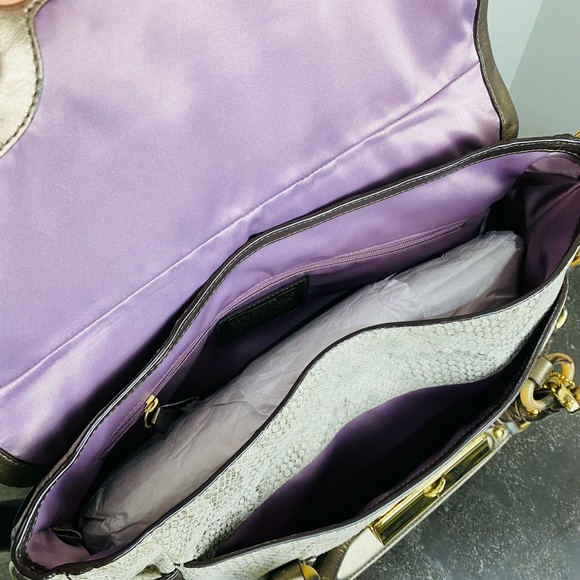 Coach Kristin NWT Embossed Python Metallic Flap Satchel 18309 - Picture 12 of 16